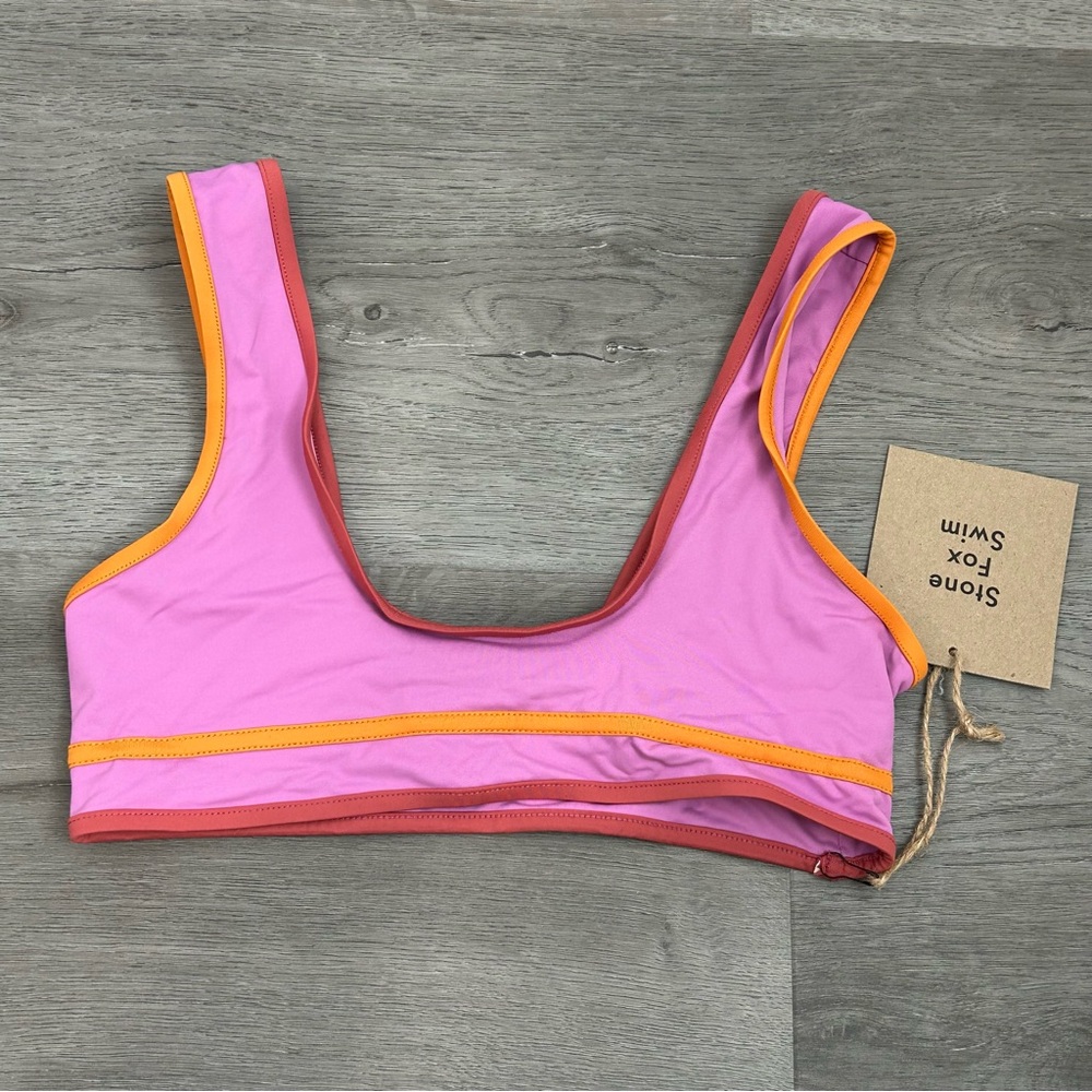 NWT stone fox swim Dhalia top‎ bikini size xs purple pink orange women’s